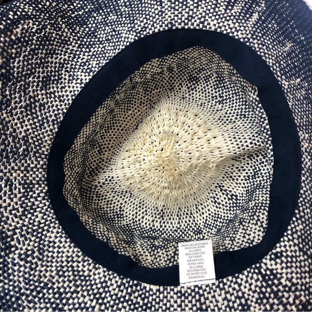 unbranded sun hat cool indigo and cream ombré effect raffia wrap around one sz. - Picture 5 of 7